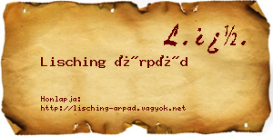 Lisching Árpád névjegykártya